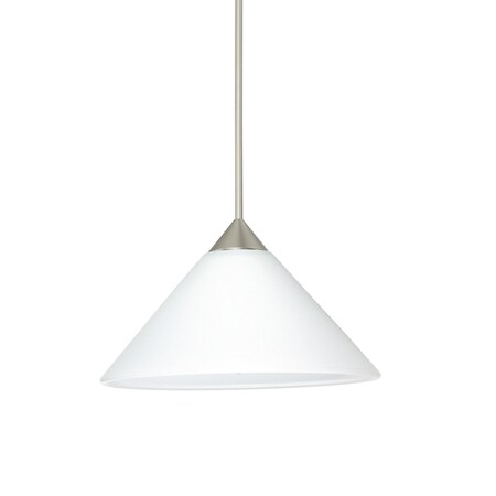 Besa Lighting Kona Cord Pendant, White, Satin Nickel Finish, 1x50W Halogen 1XT-117607-SN